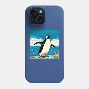 Happy Penguin jumping out of the ocean and shaking water from its feathers Phone Case