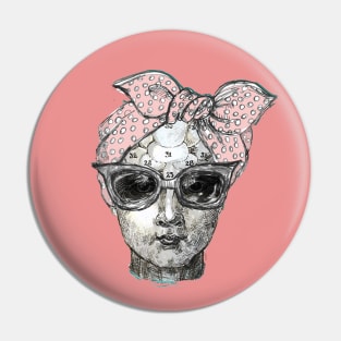 Phrenology head with scarf. Pin