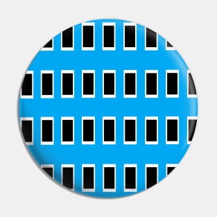 Blue Black and White Tile Yellow Accent Pop Art Pin