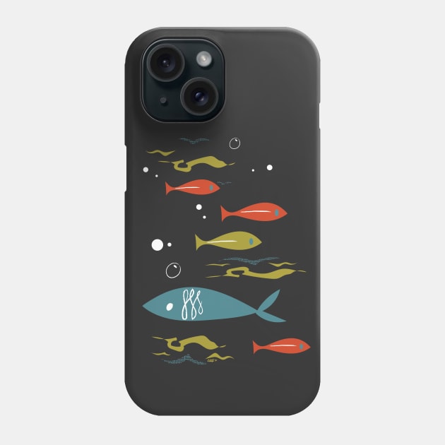 Mid Century Fish (double sided)- by Cathy Clark-Ramirez Phone Case by Cathy Clark-Ramirez