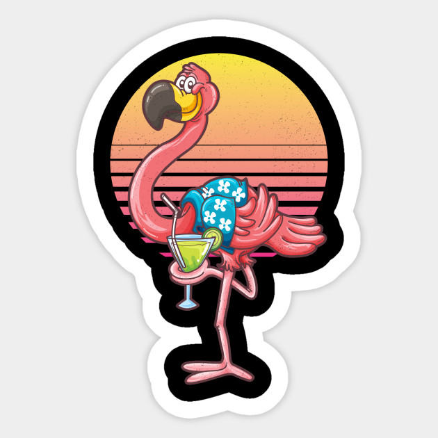Margarita Drinking Flamingo - Summer Margarita Flamingo - Sticker