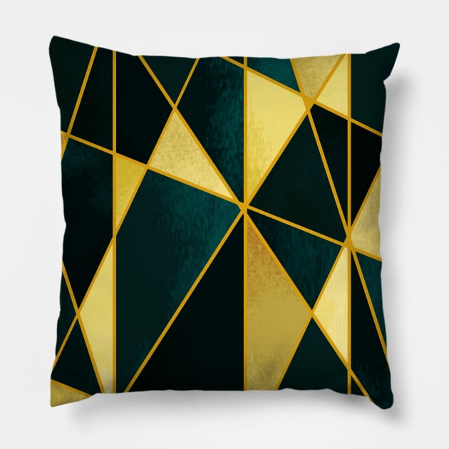 Abstract Gold and Green Pillow by Scratch