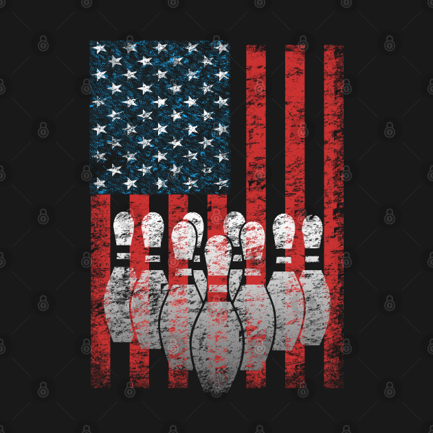 Vintage American Flag Bowling Pin Classic Bowler Tshirt Bowling T