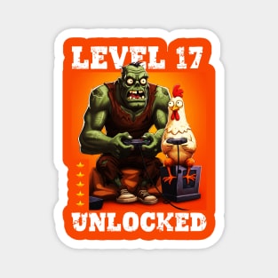Level 17 Unlocked, Birthday - Zombie And Chicken #2 Magnet