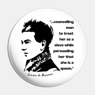 Simone de Beauvoir Portrait and Quote Pin