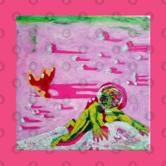 Astronaut on Pink Planet by MihaiCotiga Art