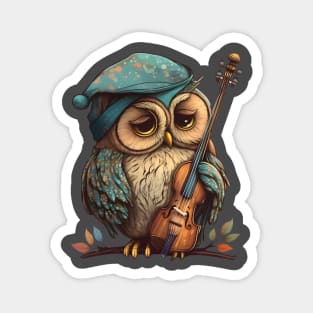 Sleepy Owl Muscian Magnet