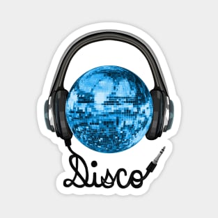 Blue Disco Ball Music Headphones Magnet