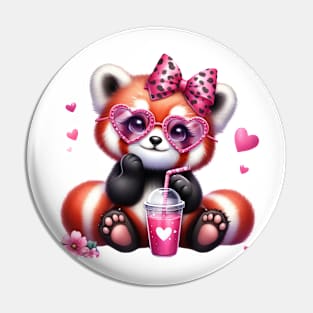 Valentine Fox Drinking Ice Cream Pin