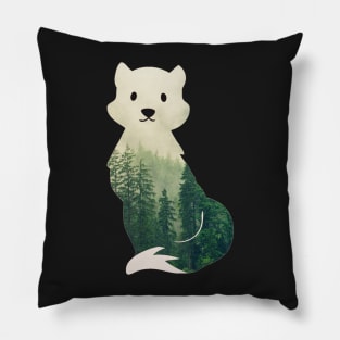 Misty forest fox silhouette pattern - Nature Pillow