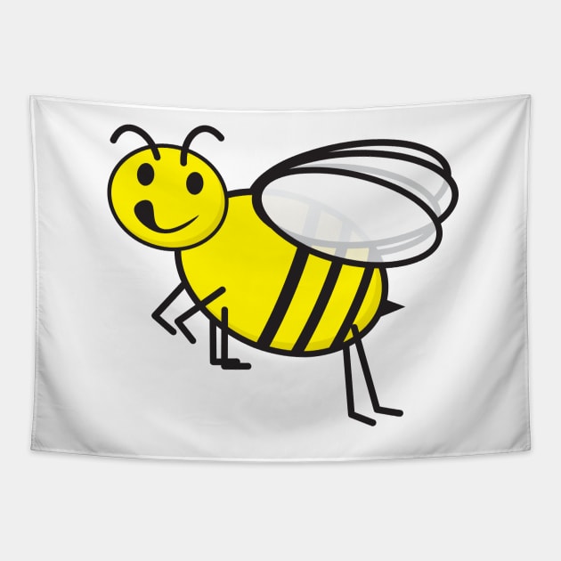 Smiling Bee flying clipart Tapestry by sigdesign