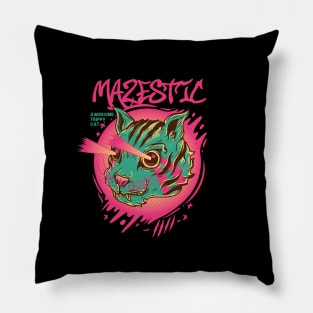 Mazestic Awesome Trippy Super power Cat Cats Retro with eye laser Pillow