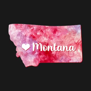 Montana state map USA heart watercolor pink watercolour T-Shirt