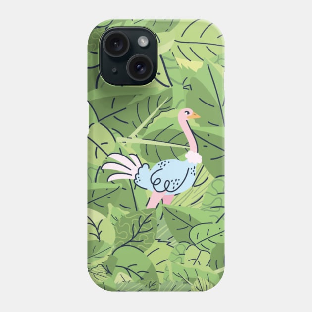 Ostrich in Leaves Phone Case by I-LAYDA
