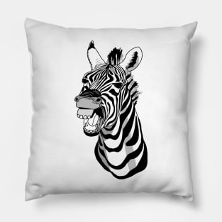 Zebra laughing face or big smile Pillow