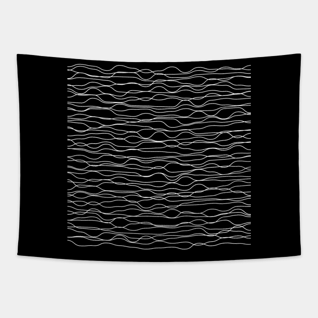 Wavy black Lines Design Tapestry by lkn