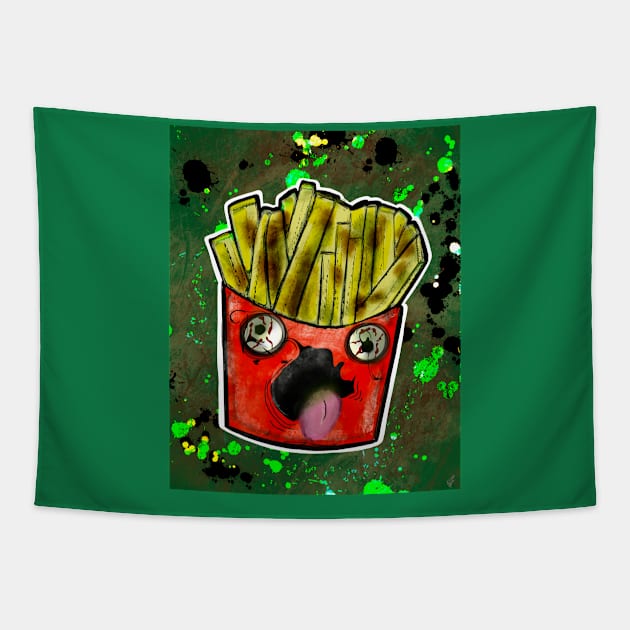 Zombie French Fries Tapestry by CassiesArt