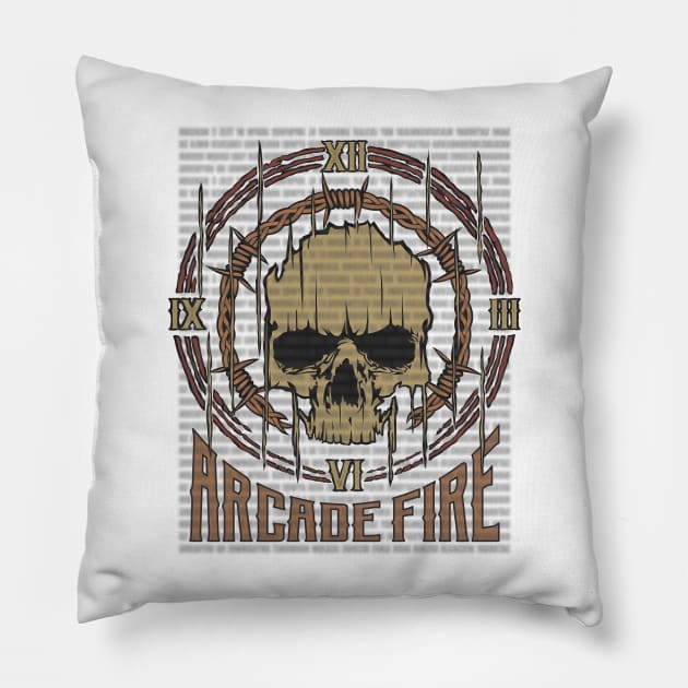 Arcade Fire Vintage Skull Pillow by darksaturday