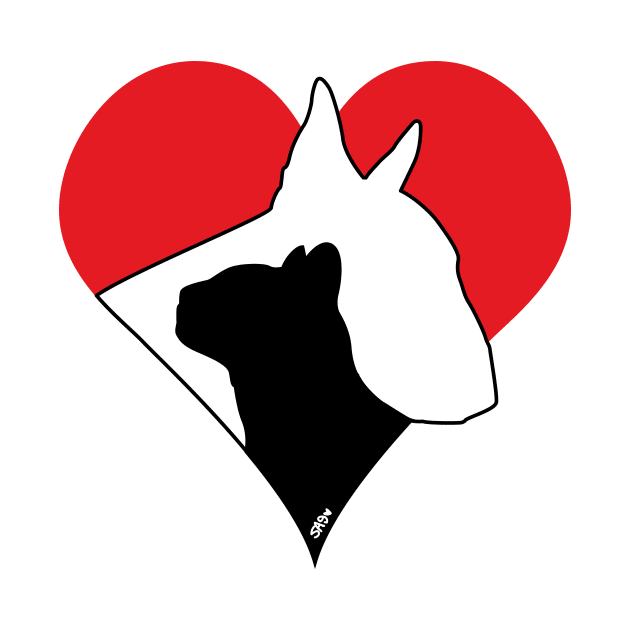 Bull Terrier Cat Love by meownarchy