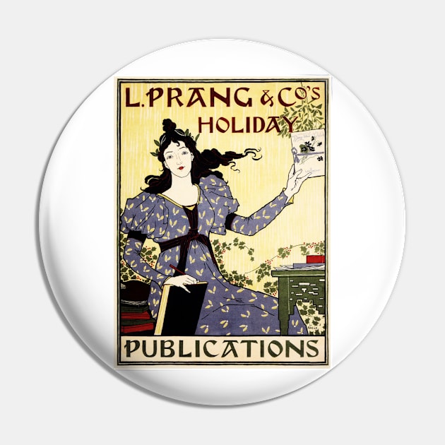 Vintage 1895 L PRANG & CO'S HOLIDAY Publications Magazines Louis Rhead Lithograph Art Pin by vintageposters