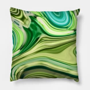 1980s modern trendy abstract teal mint green swirls Pillow