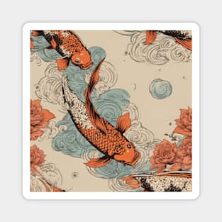 vintage koi fish japanese art Magnet