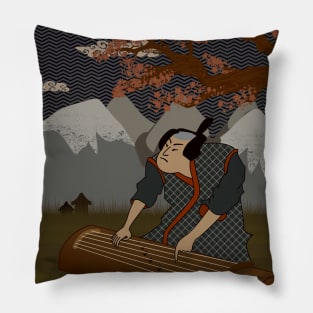 Traditional Japanese Art Style Koto Player for Musician Pillow