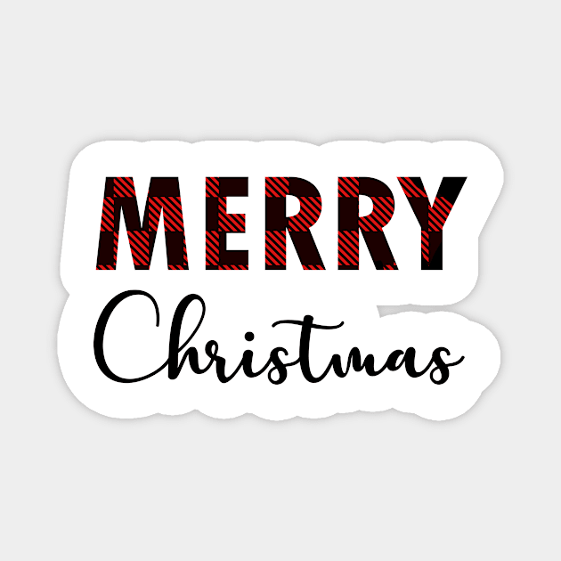 Merry Christmas Buffalo Plaid Graphic Magnet by Tshirt114