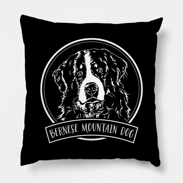 Bernese Mountain Dog lover dog portrait Pillow by wilsigns