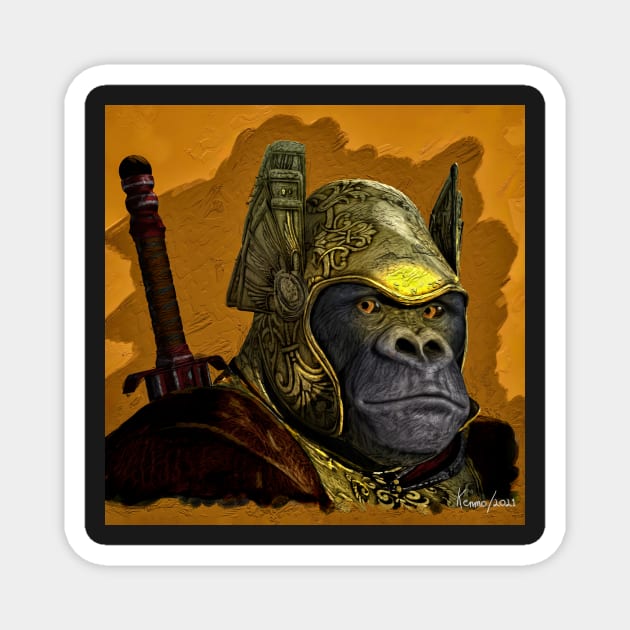 Ape with the Golden Helmet Magnet by kenmo