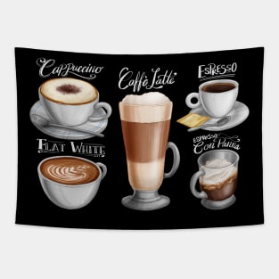 Hand drawn Coffee Drinks Tapestry
