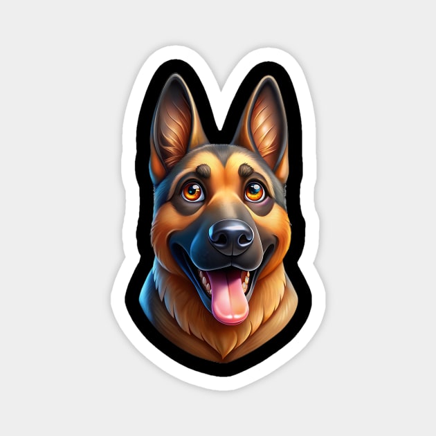 Happy German Shepherd Dog Illustration Magnet by IamActiveDog