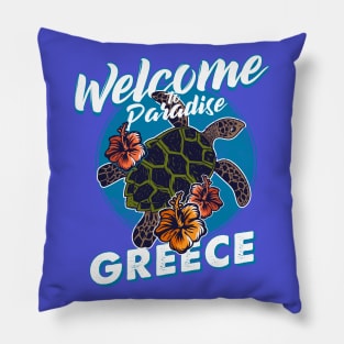 Welcome to paradise Greece Pillow