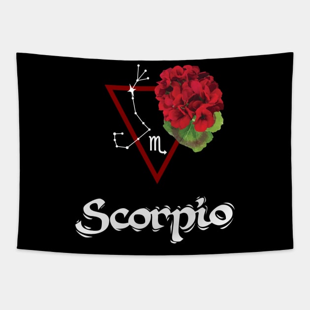 Scorpio Zodiac Flower Geranium Water Element Tapestry by jverdi28