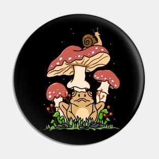 Mushroom Frog Snail Pin