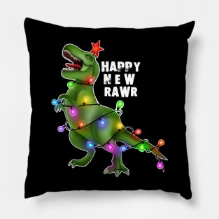 Happy new rawr trex Christmas tree Pillow