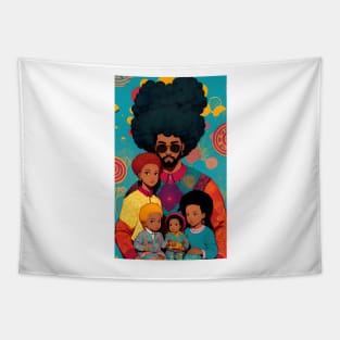 Seventies style afro haircut family Tapestry