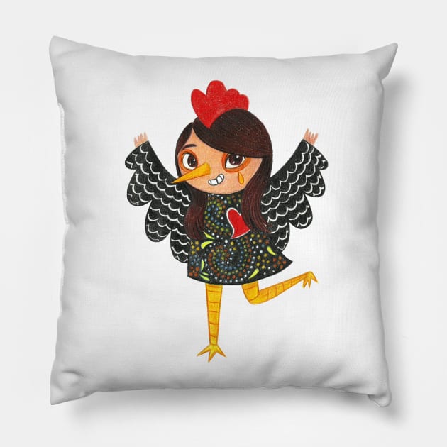 Portuguese Rooster - Galo de Barcelos Pillow by conshnobre