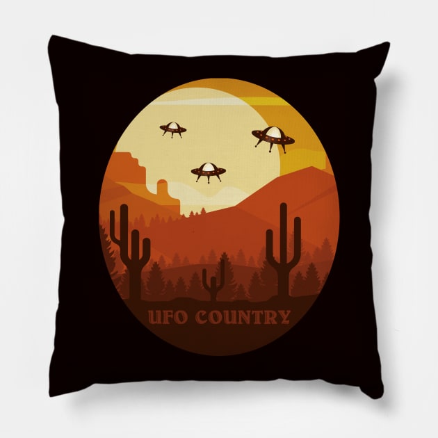 UFO Country Pillow by LittleBunnySunshine