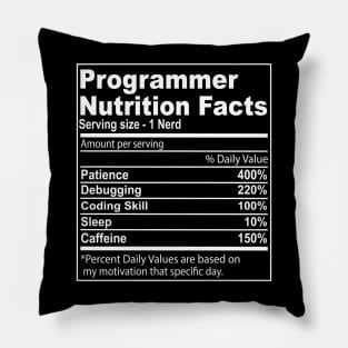 programmer Nutritional Values Funny Nutrition Facts Pillow