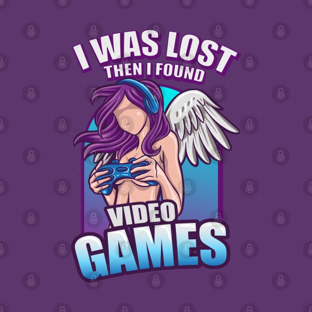 Video Game Fantasy Anime Purple Hair Gamer Girl with Wings by Irene Koh Studio