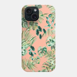 Tropical leaves green coral Phone Case