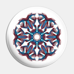 Red And Blue Feather Mandala Pin