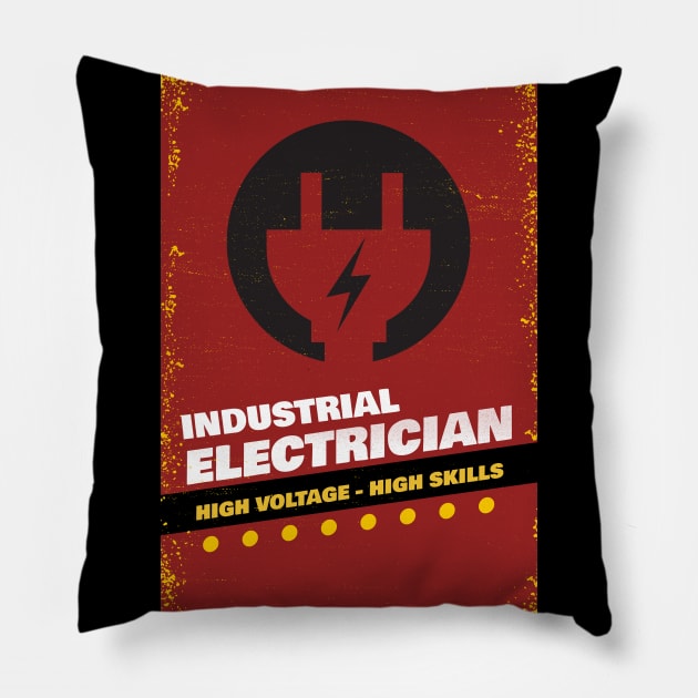 Industrial electrician high voltage high skills, electrician gift, High voltage, lineman, Pillow by One Eyed Cat Design