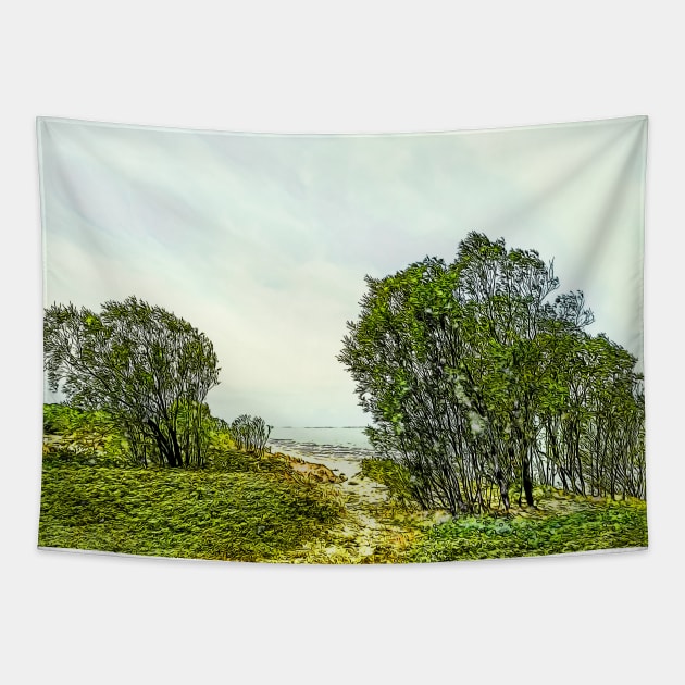 Exit from the bush to the sea Tapestry by EvgeniiV