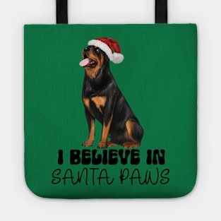 Santa Paws Rottweiler Dog Rottie Santa Shirt Tote