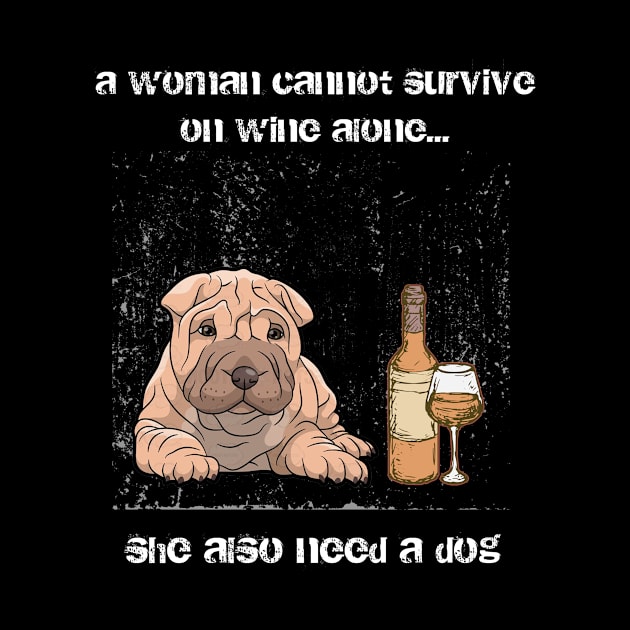 A woman cannot survive on wine alone bull dog by andrelisser