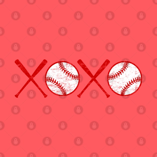 XOXO Love Baseball Hugs and Kisses Red and White by TeeCreations