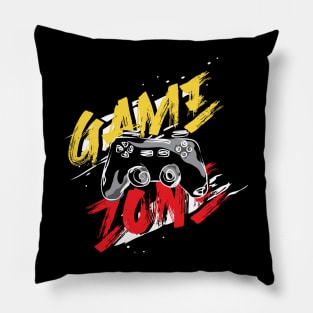 Game zone typography design with joystick illustration Pillow