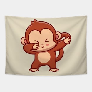 Cute Monkey Dabbing Cartoon Tapestry